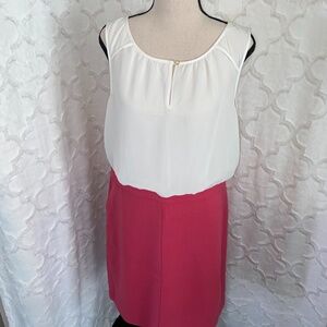 Ann Taylor LOFT White and Pink Dress - Size 10